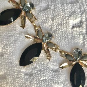 Black gemstone statement necklace